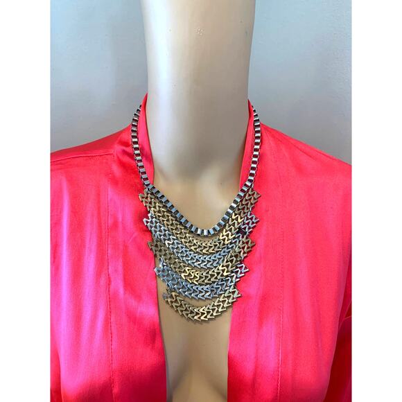 Gold and Silver Statement Necklace - Picture 1 of 5